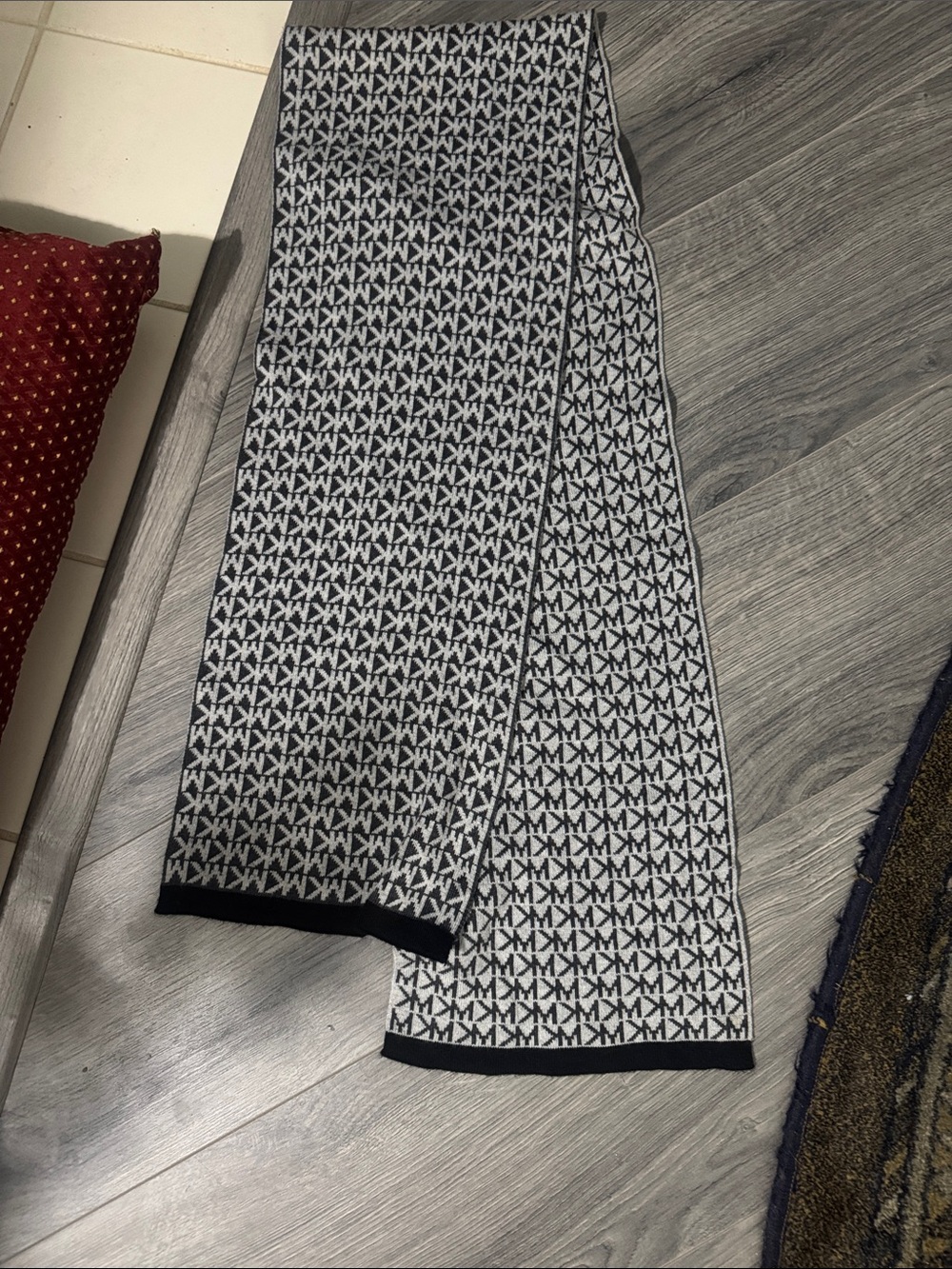 Michael Kors Black and White MK Logo Scarf